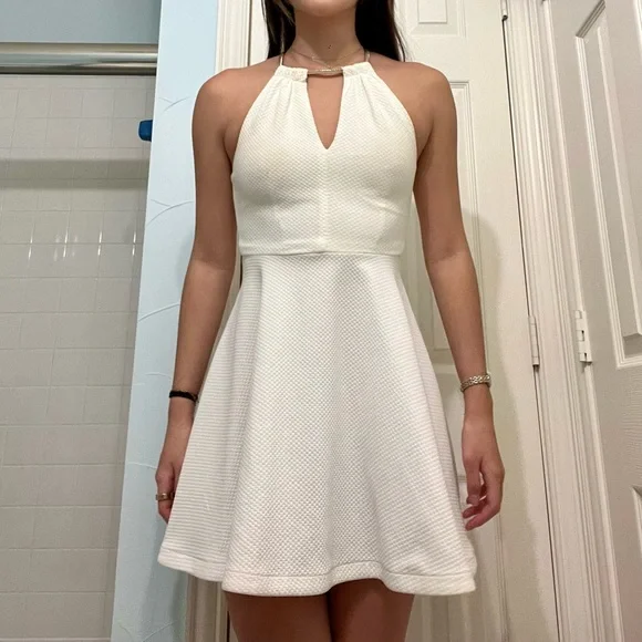White dress with gold halter chain - B. Darlin